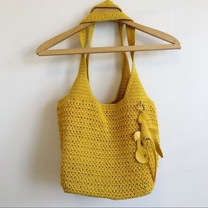 The Sak Crochet Bucket Purse Yellow